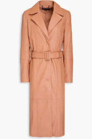 Muubaa Belted leather coat - Orange