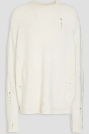 AUTUMN CASHMERE Distressed cashmere sweater - White