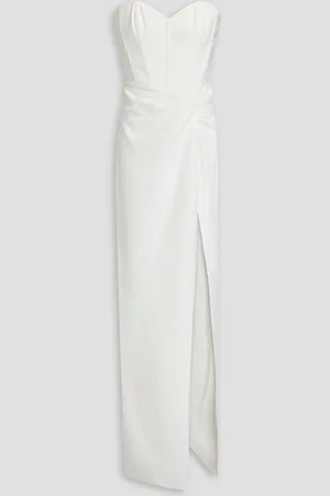 Marchesa Notte Strapless twisted stretch-crepe maxi dress