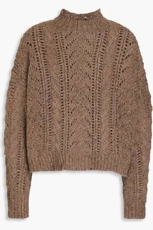 AUTUMN CASHMERE Pointelle-knit cashmere turtleneck sweater - Neutral