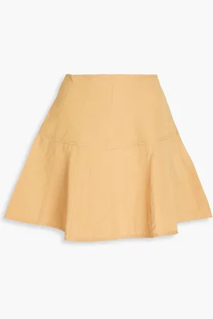 ULLA JOHNSON Kiara cotton, linen and silk-blend mini skirt - Neutral