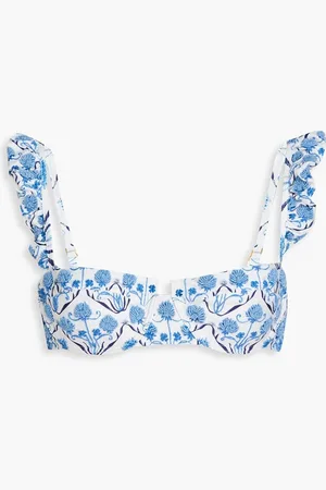 Agua by Agua Bendita Kiwi Ventura embroidered printed underwired bikini top - Blue
