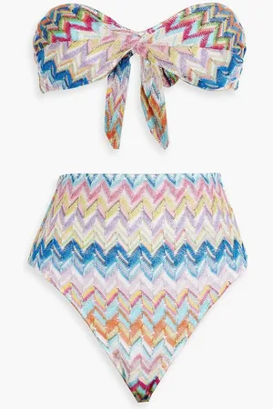 Missoni Metallic crochet-knit bikini - Blue