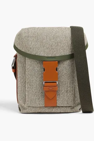 Maison Margiela Leather-trimmed twill messenger bag - Green