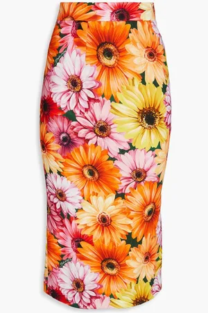 Dolce & Gabbana Floral-print crepe midi pencil skirt