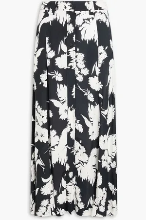Ganni Floral-print crepe midi skirt