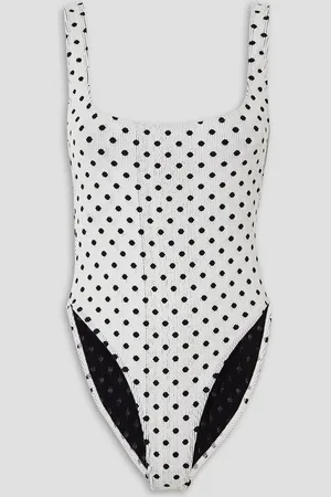 Leslie Amon Cindy polka-dot seersucker swimsuit