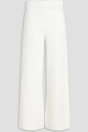 Maje Cotton-blend tweed wide-leg pants - White