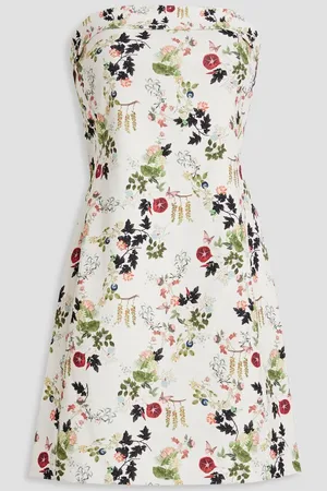 ALICE+OLIVIA Alice Olivia - Kelly strapless floral-print crepe mini dress - White