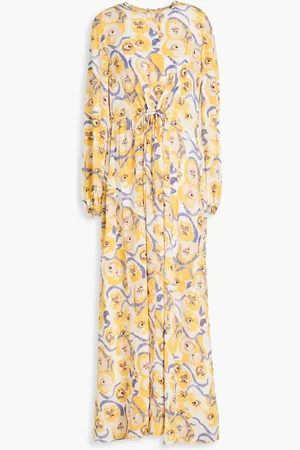 Diane von Furstenberg Sydney floral-print crepe de chine maxi dress - Yellow