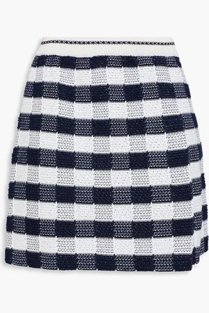 Thom Browne Checked cotton-blend mini skirt - Blue