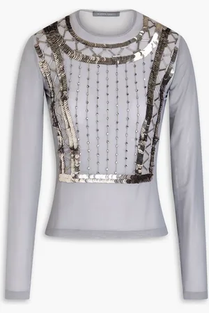 Alberta Ferretti Embellished mesh top