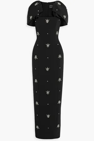 HUISHAN ZHANG Adelaide cape-effect crystal-embellished crepe gown