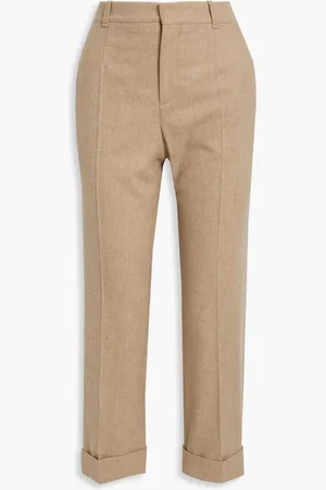 Chloé Mélange wool and cashmere-blend straight-leg pants - Neutral