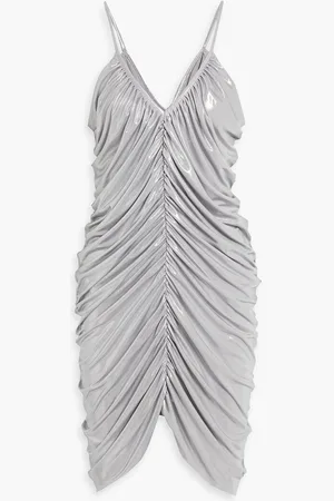 Norma Kamali Diana ruched metallic stretch-jersey dress - Metallic