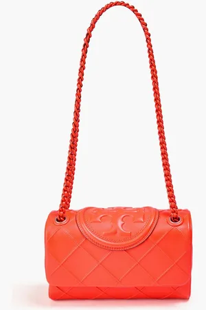 Tory Burch Fleming neon quilted leather shoulder bag - Orange
