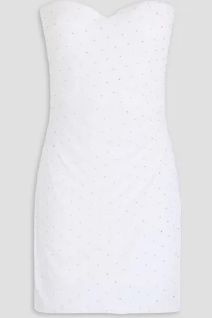 ROTATE Strapless crystal-embellished tulle mini dress