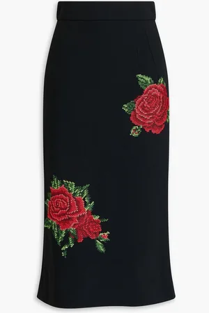 Dolce & Gabbana Embroidered crepe midi skirt