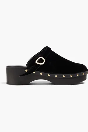 Ancient Greek Sandals Classic buckled velvet clogs