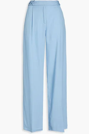 MOTHER OF PEARL Pleated TENCEL™ Lyocell-twill wide-leg pants - Blue