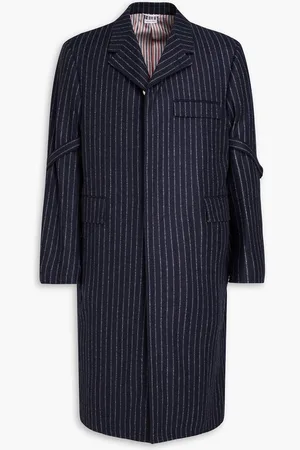 Thom Browne Pinstriped wool-felt coat - Blue