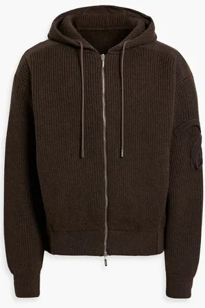 Jacquemus Ribbed wool zip-up hoodie - Brown