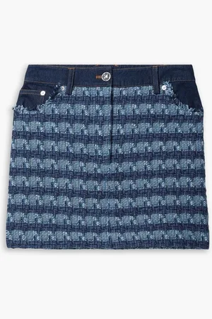 VERONICA BEARD Trufino cotton-blend tweed and denim mini skirt