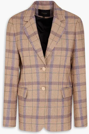 Maje Prince of Wales checked tweed blazer - Neutral