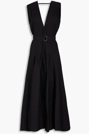 Brunello Cucinelli Belted taffeta and cotton-blend poplin maxi dress