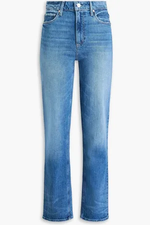 Paige Stella faded high-rise straight-leg jeans - Blue