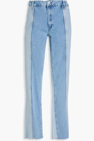 Paige Noella two-tone high-rise straight-leg jeans - Blue