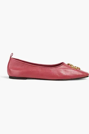 Tory Burch Eleanor embellished leather ballet flats - Pink
