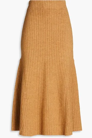 Nanushka Ribbed-knit midi skirt - Brown