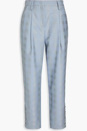 Giorgio Armani Checked wool-jacquard tapered pants - Blue