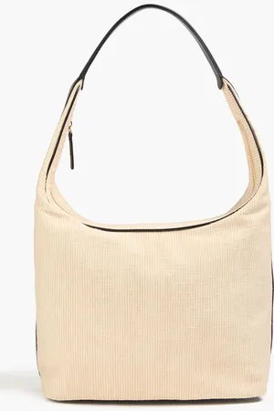 Loulou Studio Leather-trimmed raffia shoulder bag - Neutral