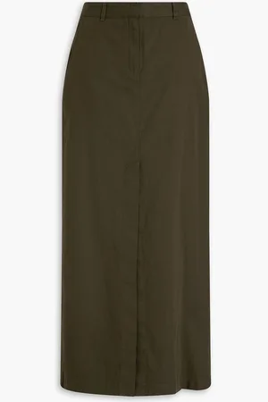 THEORY Stretch-cotton twill maxi skirt - Green