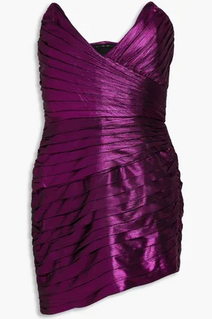 Retrofete Nala strapless ruched metallic jersey mini dress - Purple