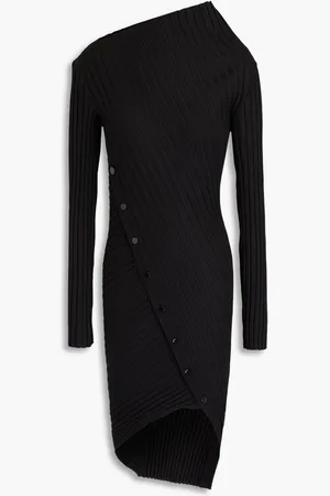 Serafini Asymmetric ribbed-knit mini dress