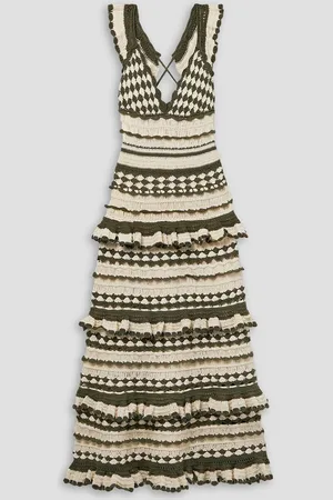 ZIMMERMANN Devi ruffled crocheted cotton midi dress - White