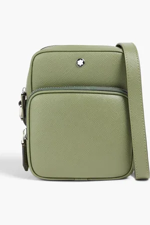 Montblanc Sartorial textured-leather messenger bag - Green