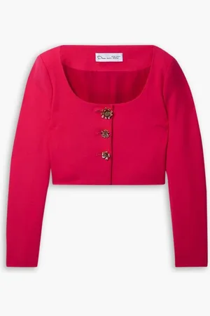 Oscar de la Renta Cropped wool-blend crepe jacket