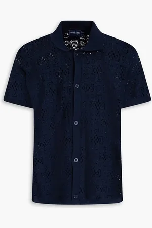 Frescobol Carioca Raul crocheted cotton shirt - Blue