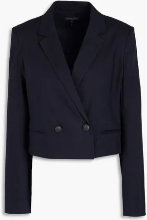 RAG&BONE Josie cropped double-breasted linen-blend blazer - Blue