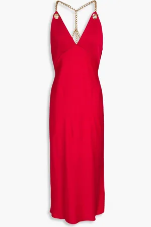 Moschino Chain-embellished satin-crepe midi dress