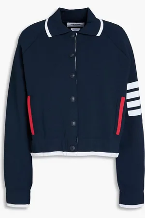 Thom Browne Striped knitted bomber jacket - Blue