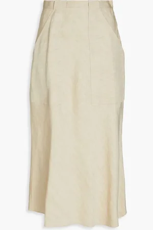 GENTRYPORTOFINO Linen-blend midi skirt - Neutral