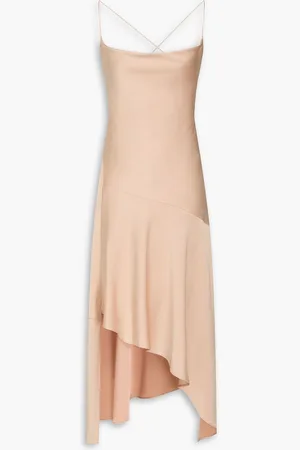 ALICE+OLIVIA Alice Olivia - Harmony asymmetric satin-crepe midi dress - Neutral