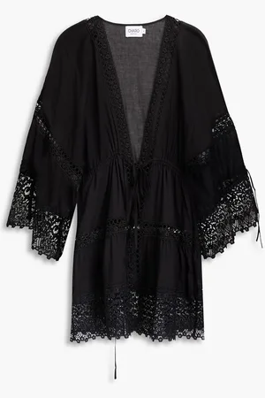 CHARO RUIZ IBIZA Agostina guipure lace-trimmed cotton-blend voile kaftan