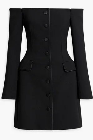 Dolce & Gabbana Off-the-shoulder wool-blend crepe mini dress