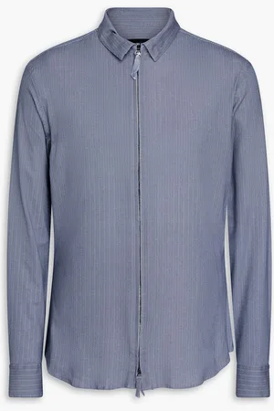 Giorgio Armani Herringbone stretch-cotton jersey shirt